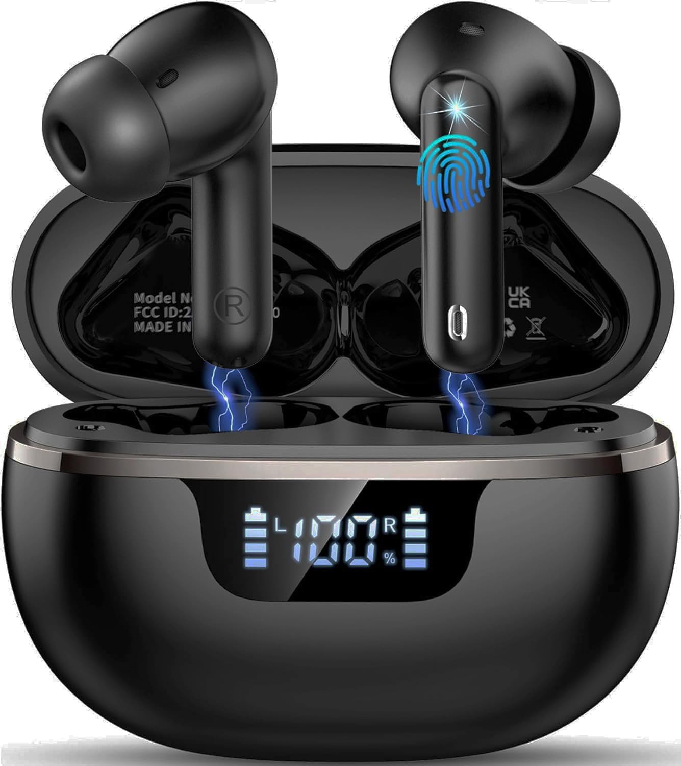 Detalle de Auriculares Inalámbricos Bluetooth 5.4 HiFi Estéreo Donerton – 48 h de autonomía, IP7 y carga rápida
