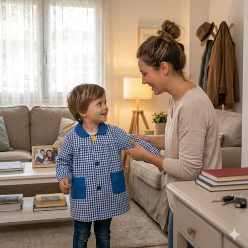 Detalle de HOMYBABY Babi escolar infantil con botones – talla 3 (Blue)