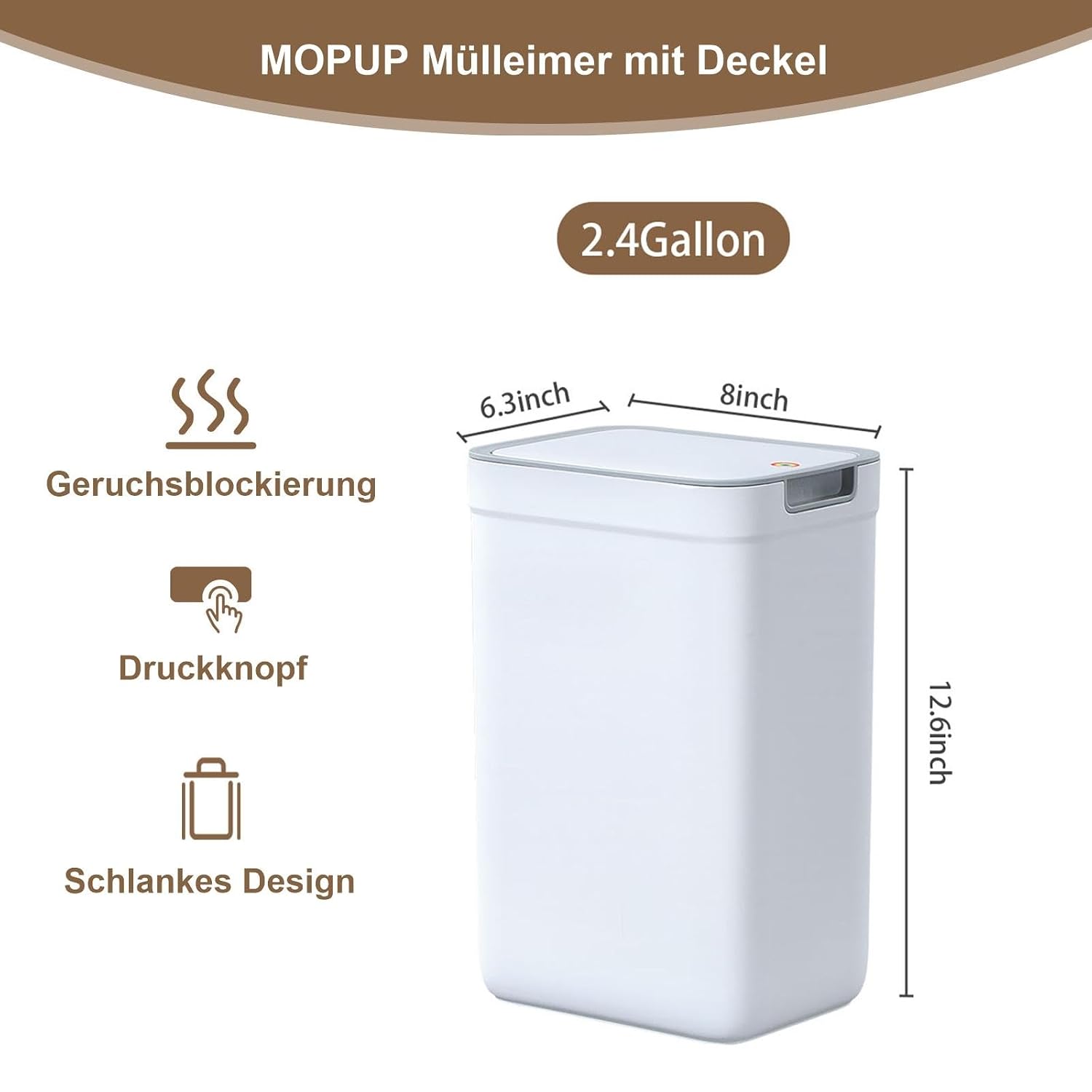Detalle 2 de MOPUP Kleiner Badezimmer-Mülleimer 9 l
