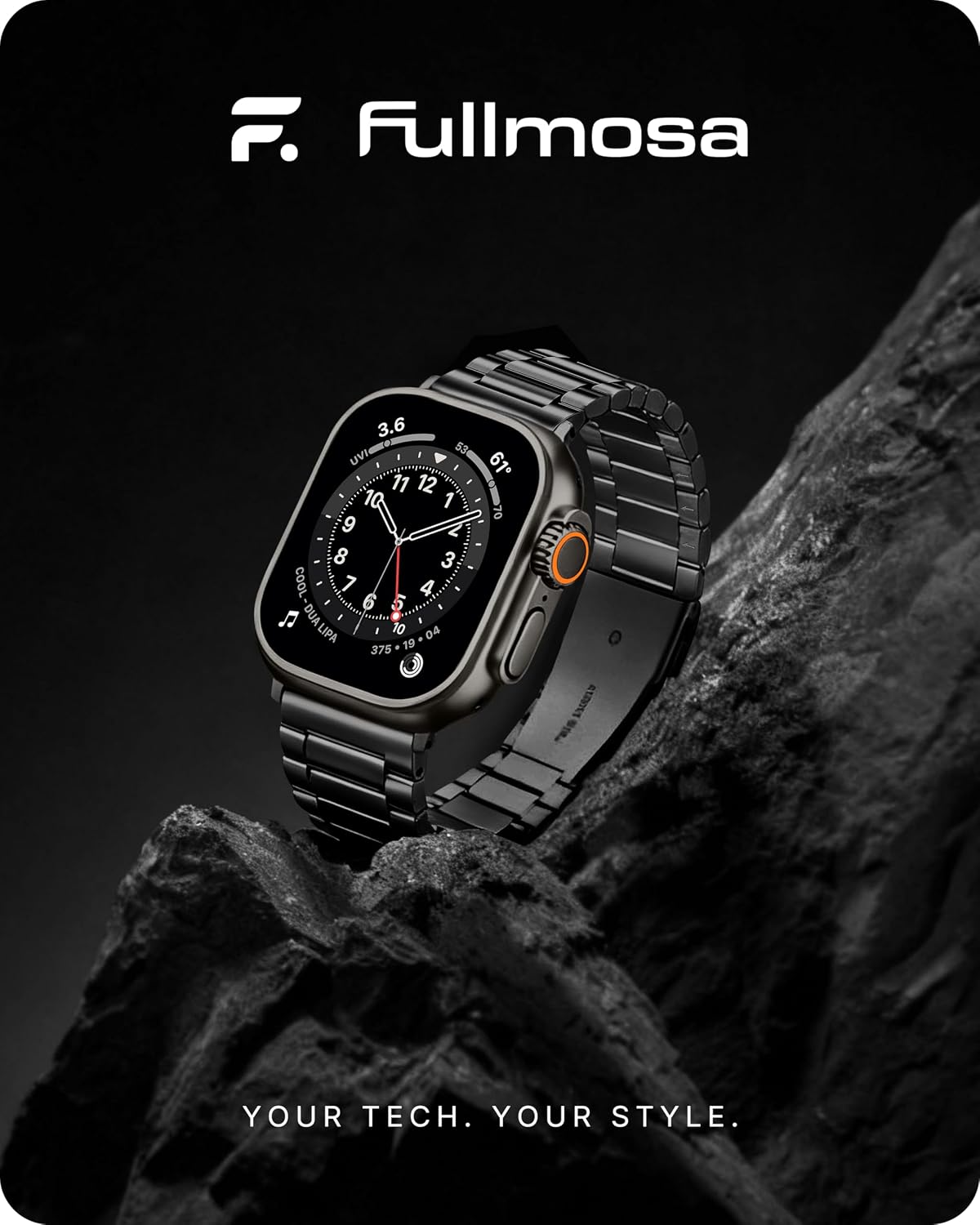 Detalle de Fullmosa Metal Strap for Apple Watch Ultra 3/2/1 49mm with TPU Case — Stainless Steel Replacement Band
