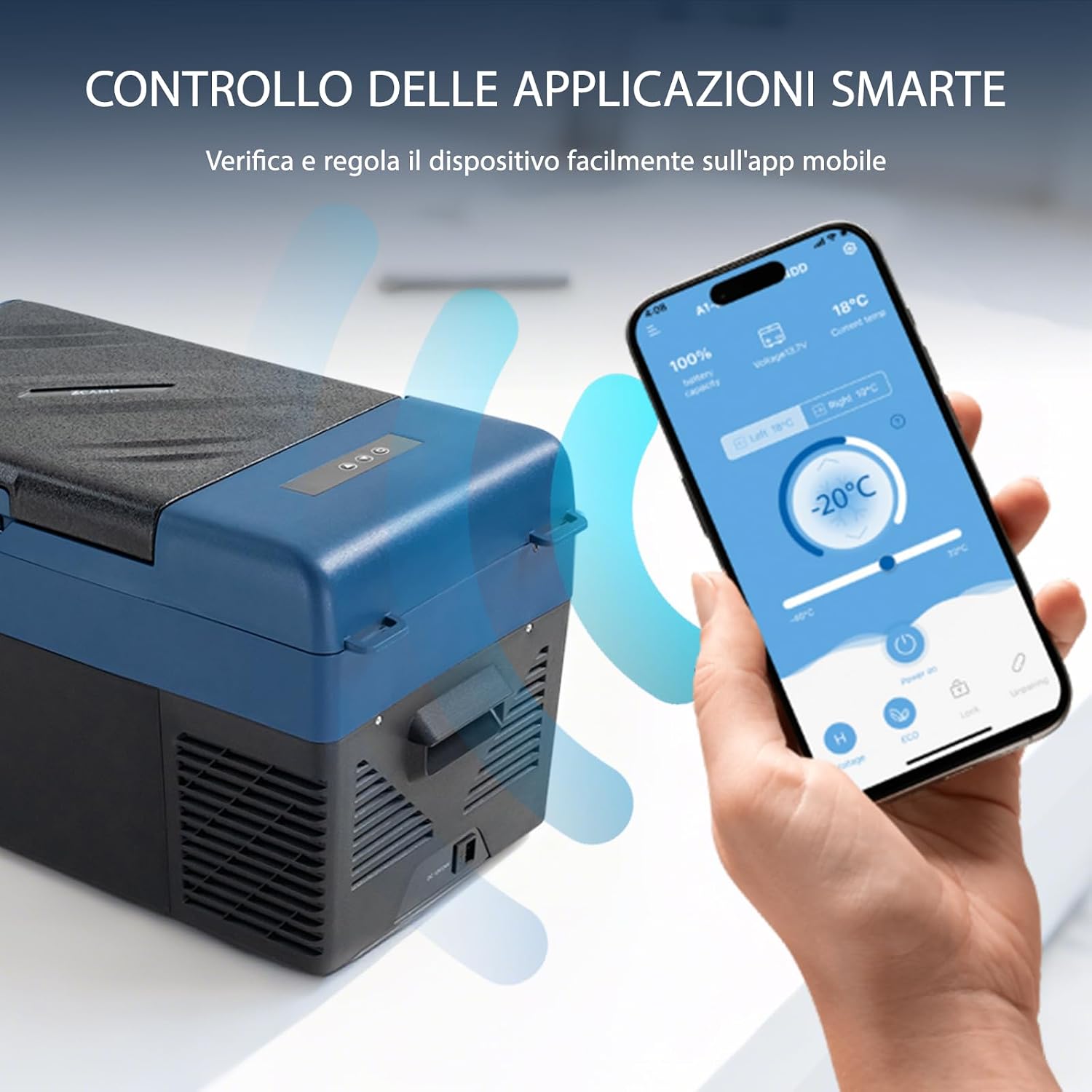 Detalle de zcamp KI19 19L: Mini frigo portatile per auto, raffreddamento da -20°C a 20°C