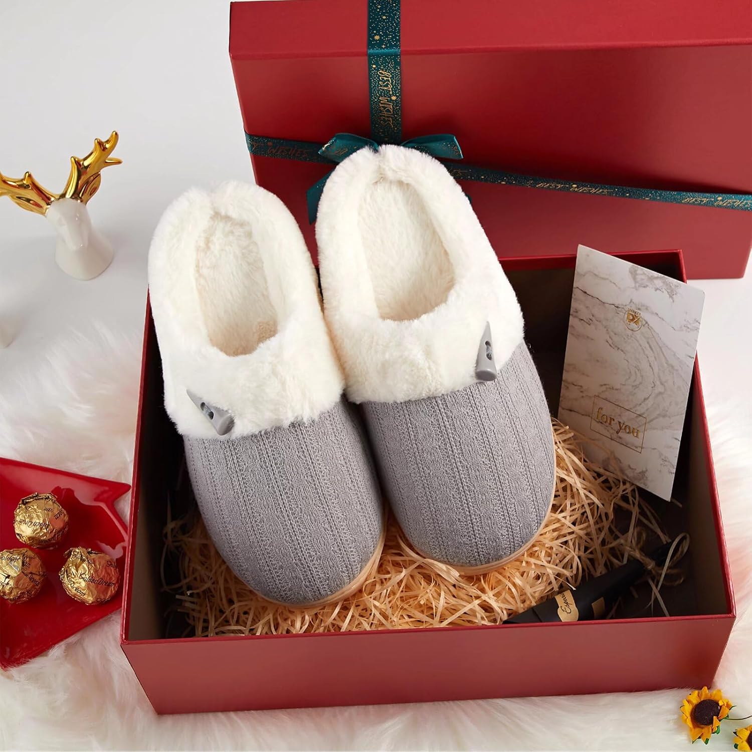 Thumbnail 2 de NineCiFun Women's Slip-On Fuzzy Memory Foam Slippers