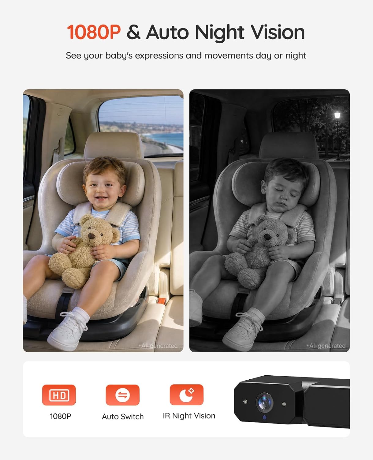 Thumbnail 4 de Babyvue BV6Plus Dual Baby Car Camera with 7.2-Inch Split Screen and Night Vision