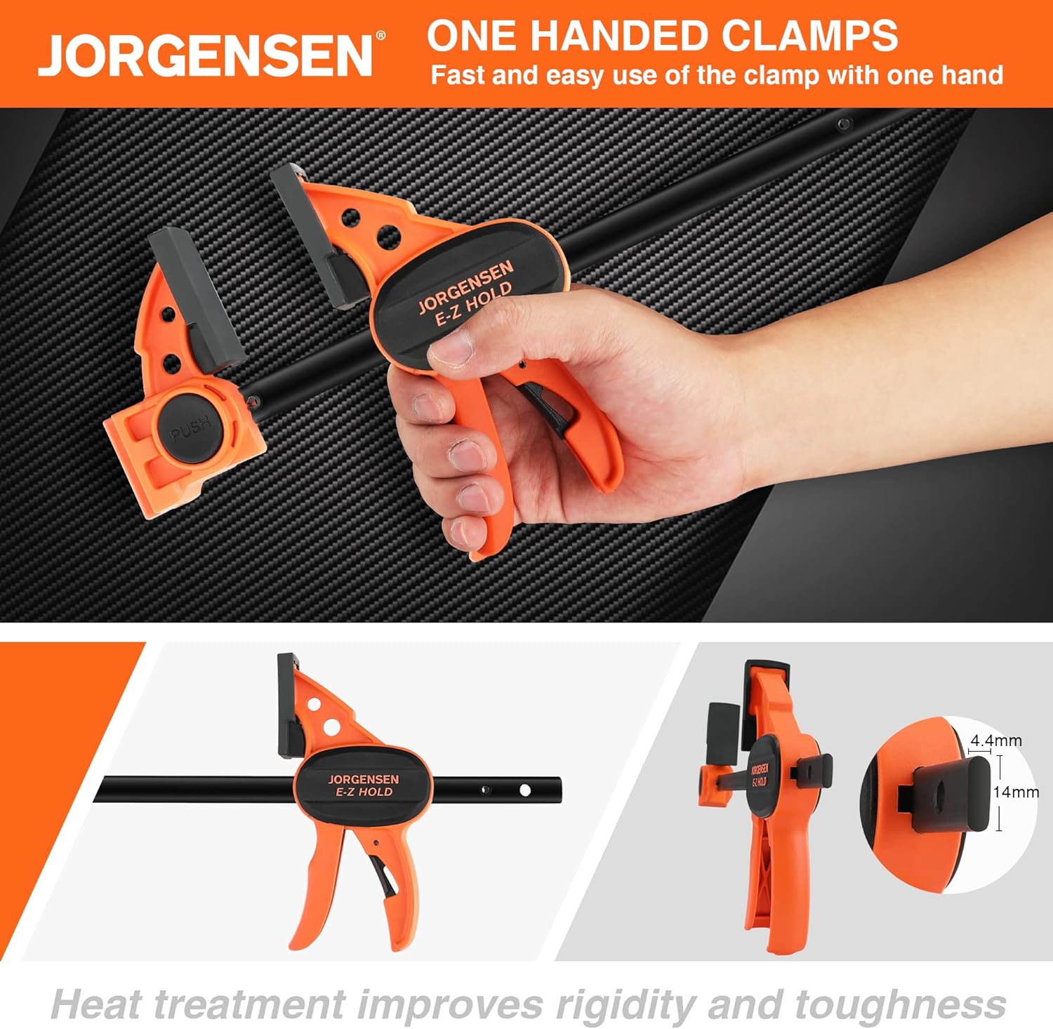 Detalle 2 de JORGENSEN 150 mm Woodworking Clamps 4-Pack (convertible up to 400 mm ratchet bar clamps)