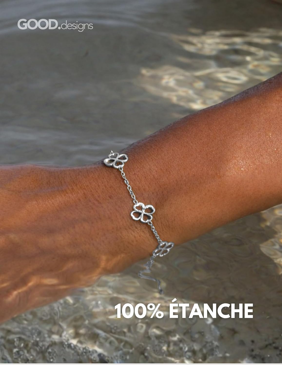 Detalle de GD GOOD.designs EST. 2015 bracelet trèfle ajustable pour femme en acier inoxydable 316L