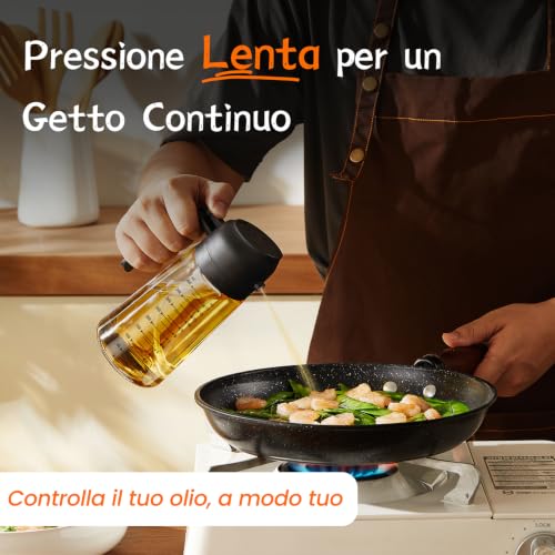 Detalle de TrendPlain Spruzzino Olio per Friggitrice ad aria 470ml – Oliera spray 2 in 1 in vetro, senza BPA