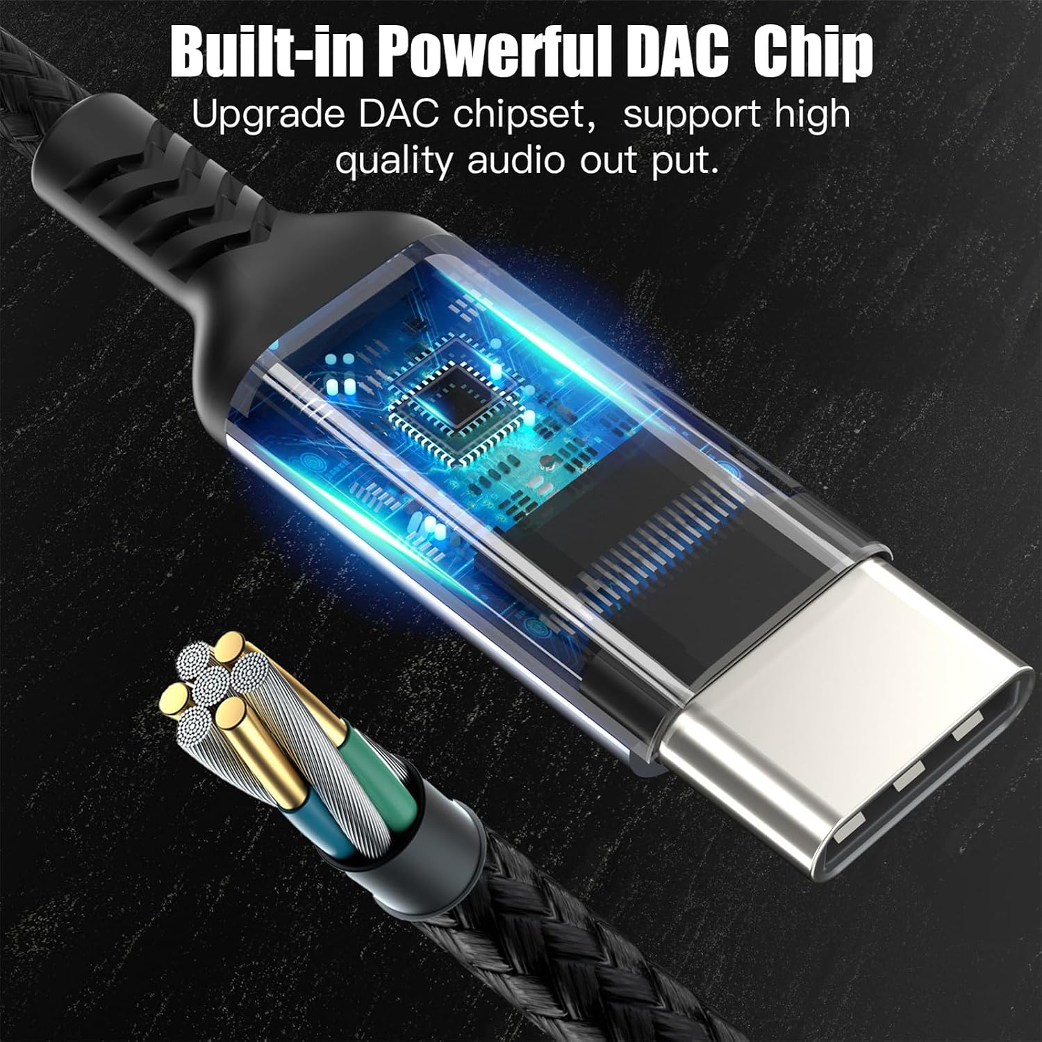 Detalle de lalasis USB-C to 3.5 mm Headphone Adapter with DAC, aluminium housing and braided cable