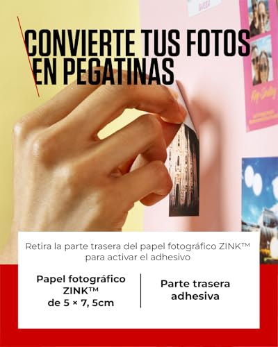 Detalle de Canon Zink™ Papel Fotográfico Adhesivo 5x7,6 cm (50 Hojas) para Zoemini ZINK: Pegatinas desde el móvil