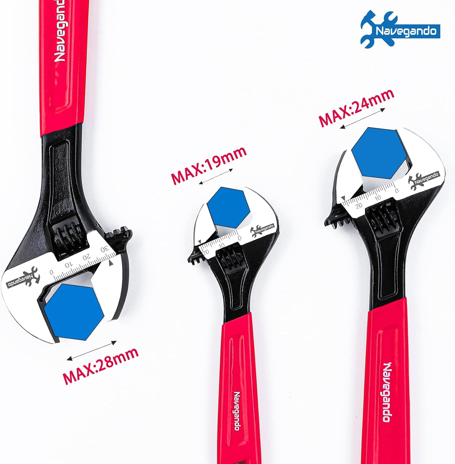 Thumbnail 2 de Navegando Adjustable Spanner Set 3-Piece 6/8/10 Inch