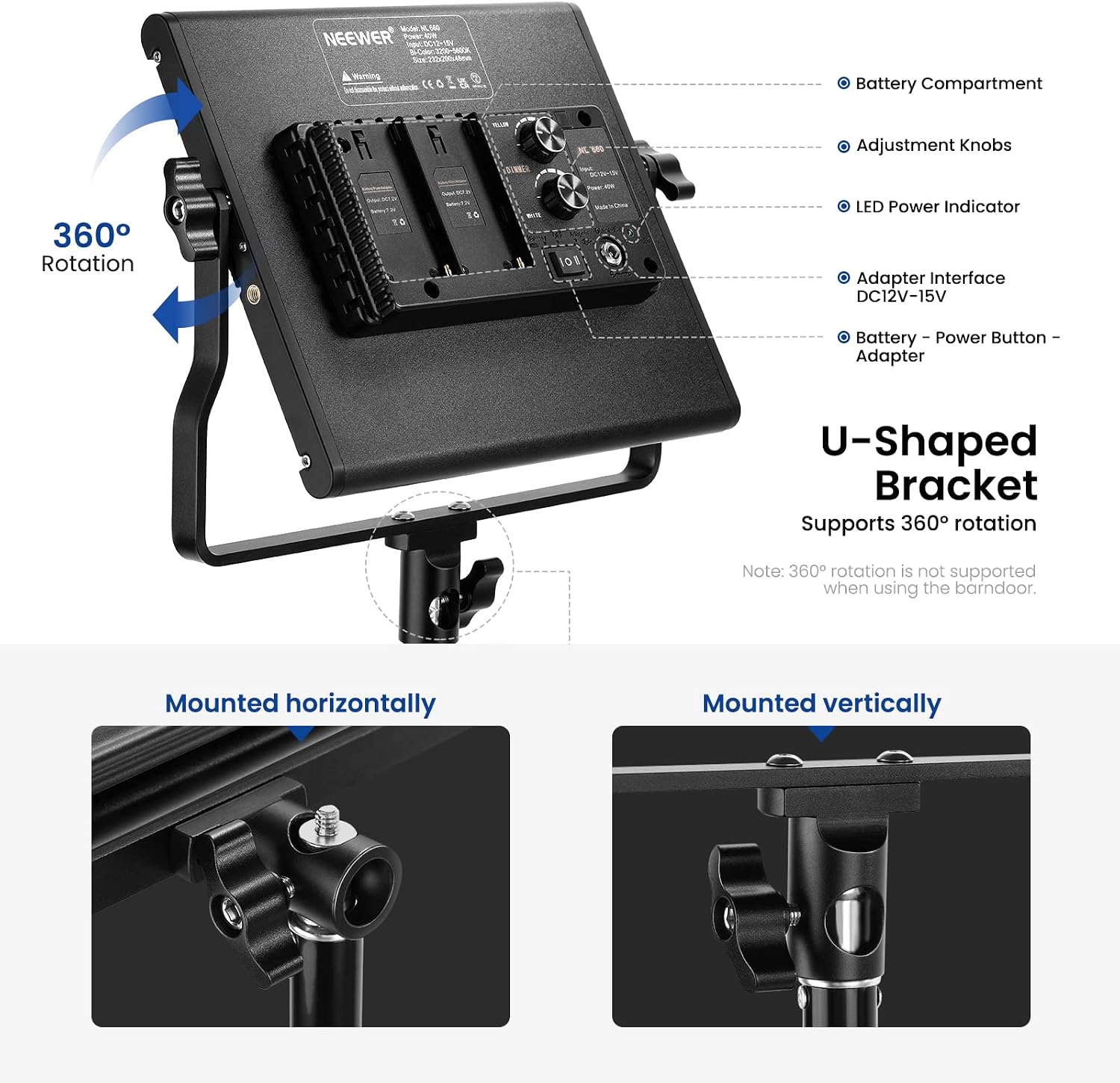 Thumbnail 4 de NEEWER 660 LED Bi‑color Video Light kit