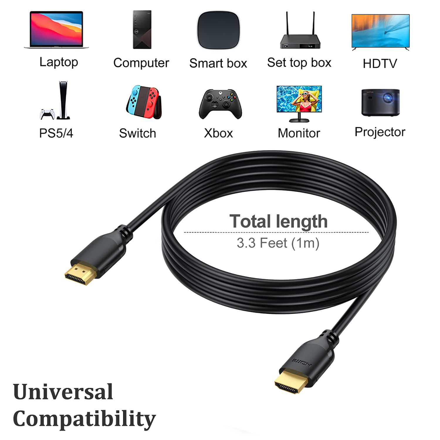 Detalle 2 de UVOOI 4K HDMI Cable 3FT 10-Pack