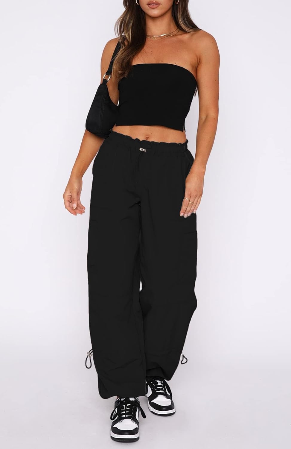 Detalle de DISP...BUSH Baggy Cargo Pants for Women (Parachute-Style, Adjustable Drawstring) — Y2K Festival & Everyday Wear
