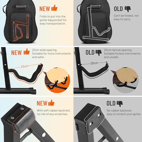 Detalle de CAHAYA Support Guitare Universel Pliable – Stand robuste et compact pour guitares acoustique, électrique et basse