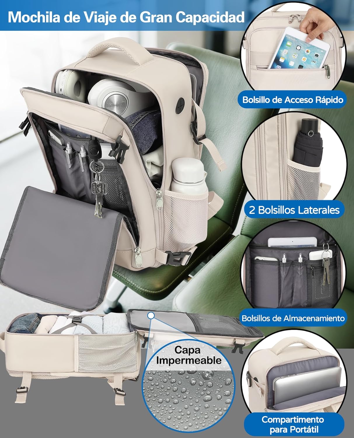 Thumbnail 3 de KLOSTAIN Mochila de Viaje Cabina Easyjet 30L ✈