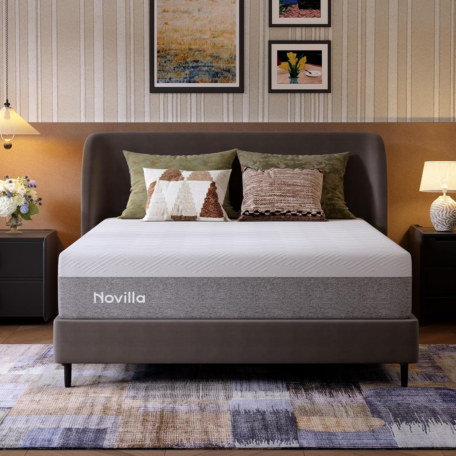 Detalle de Novilla N-2510M801-12-Q-CA Queen Memory Foam Mattress, 12-Inch Gel Foam