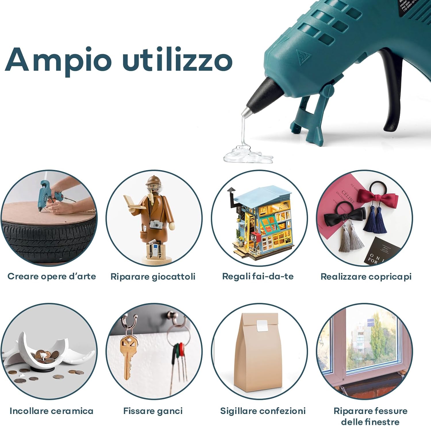 Thumbnail 4 de Pistola Colla 50W Mini per colla a caldo con 80 stick ecologici (130×7 mm) – per piccoli lavori fai-da-te e riparazioni rapide