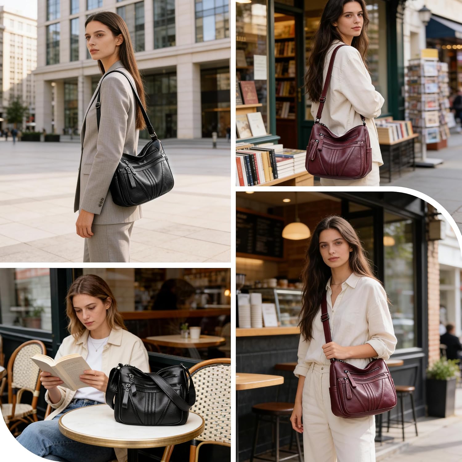 Thumbnail 6 de Gluckstar Sac à Main Femme Porté Épaule Cros(s)body — PU Étanche Moyen, 27x15x23 cm, Compartiments Multiples