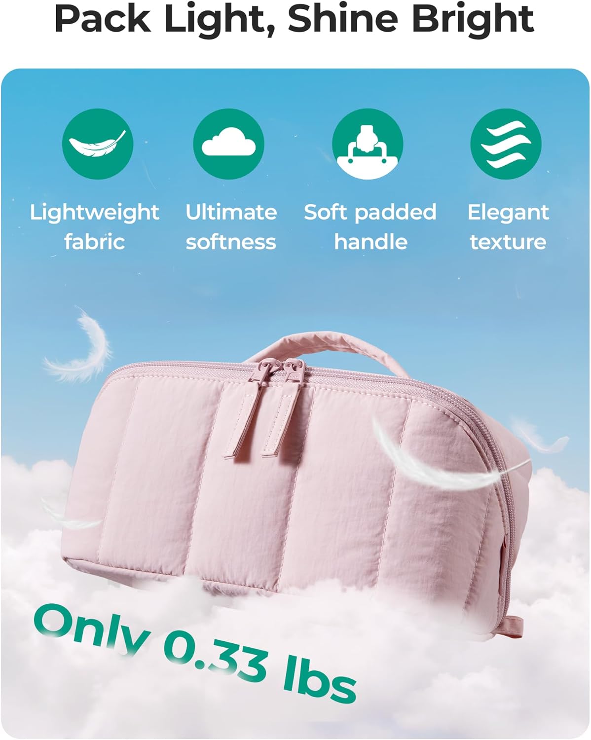 Thumbnail 3 de BAGSMART Travel Makeup Bag: Flat Lay Case with Clear Brush & Wet Pockets in Camel