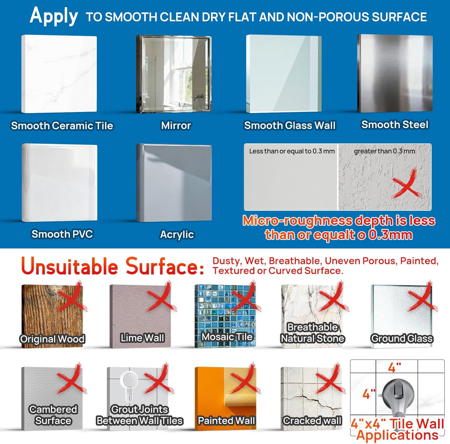 Thumbnail 3 de LEVERLOC Poignée de douche à ventouse avec barre d’appui (lot de 2), 43 cm, gris