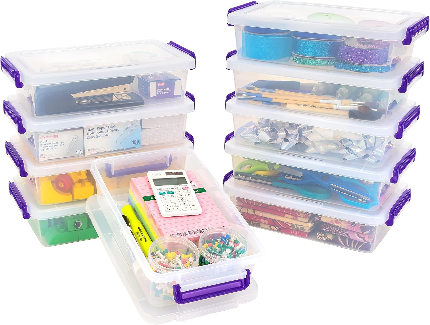 Detalle de IRIS USA 500260 Clear Stackable Storage Bins with Lids, 10-Pack