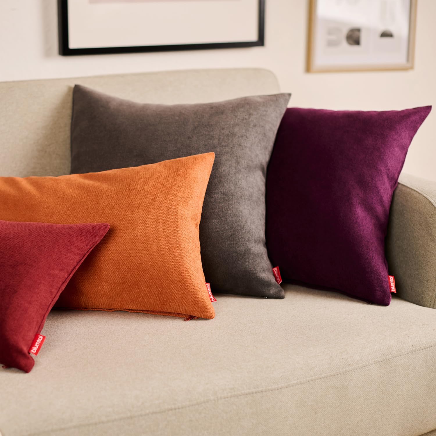 Detalle de Blumtal Housse de Coussin 50x50 cm, 2 pièces en chenille douce - Anthracite
