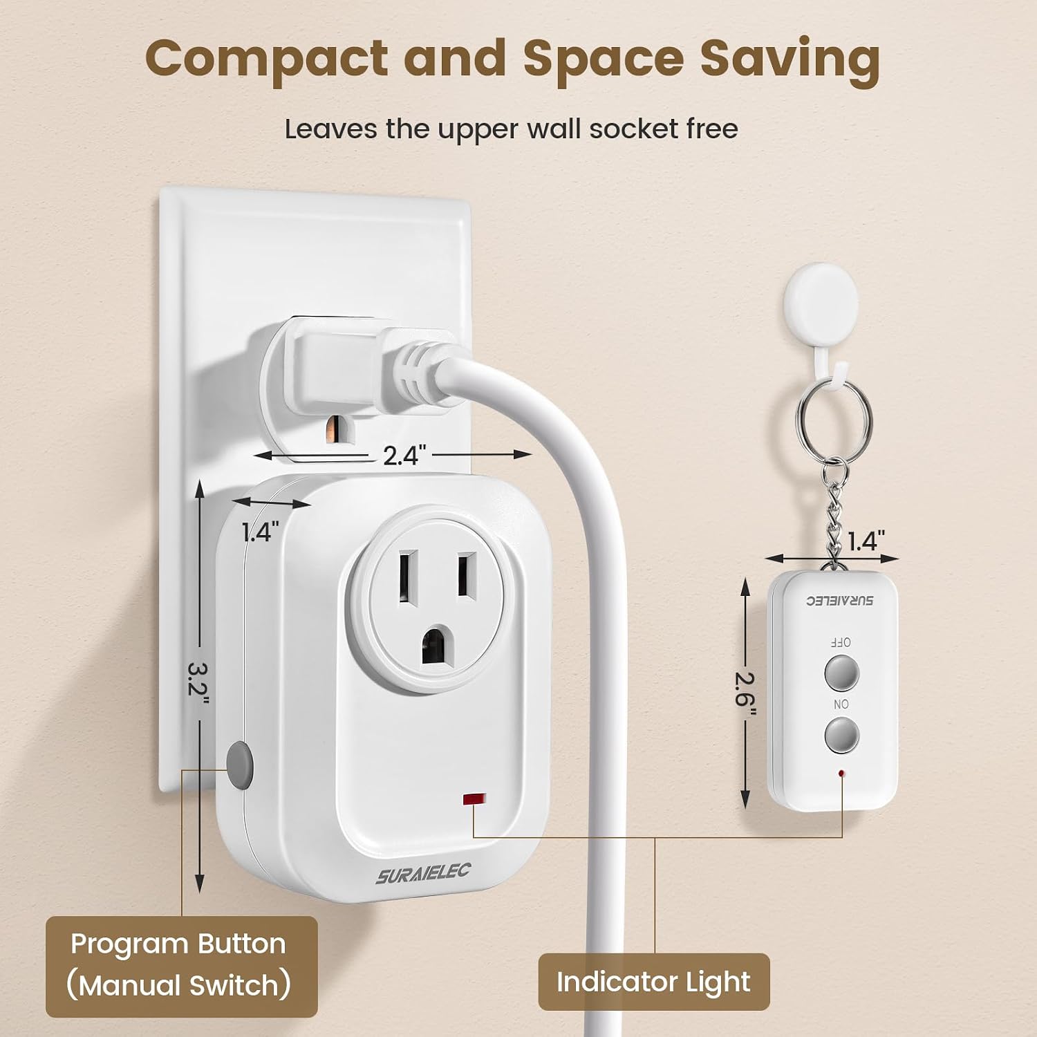 Detalle 2 de SURAIELEC Remote Control Outlet Plug with 100-ft RF Range