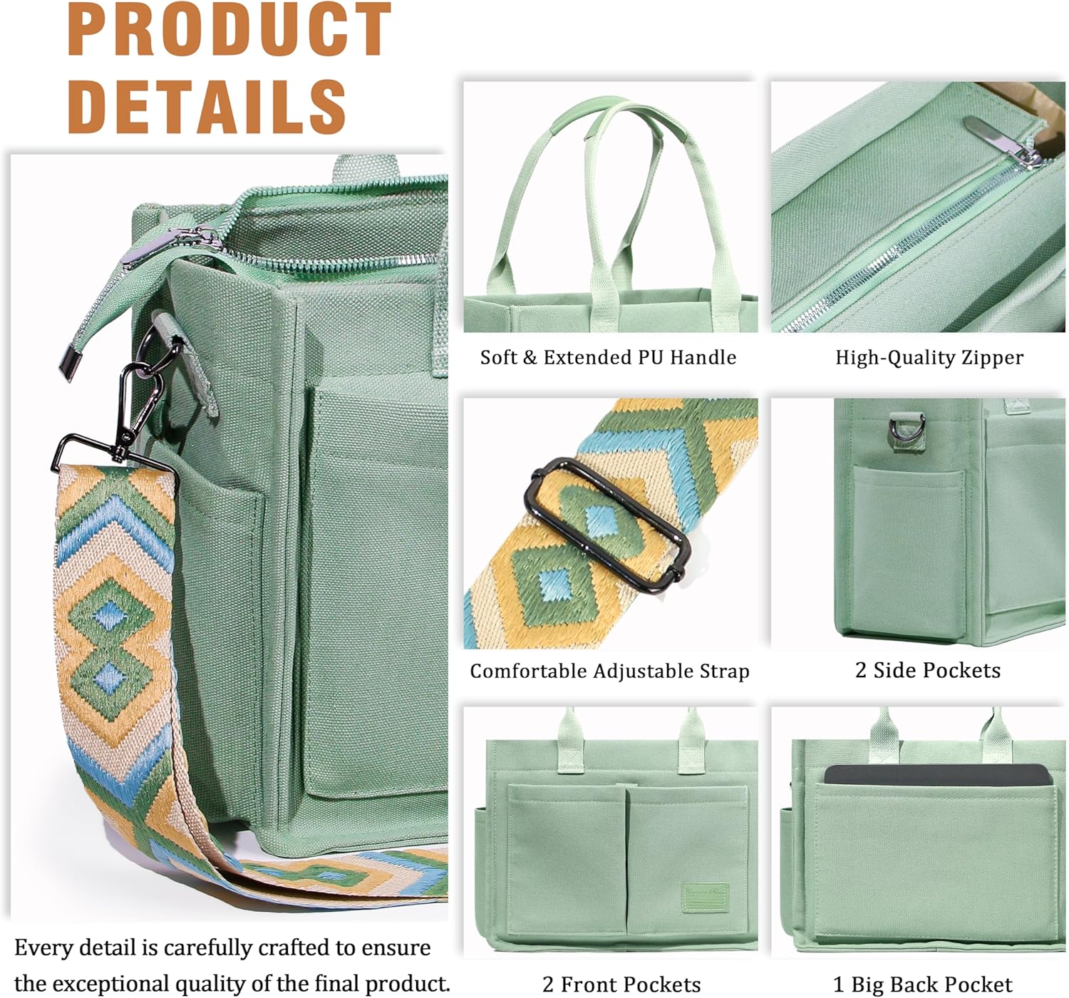 Detalle 2 de Captain Blues Canvas Tote Bag large capacity