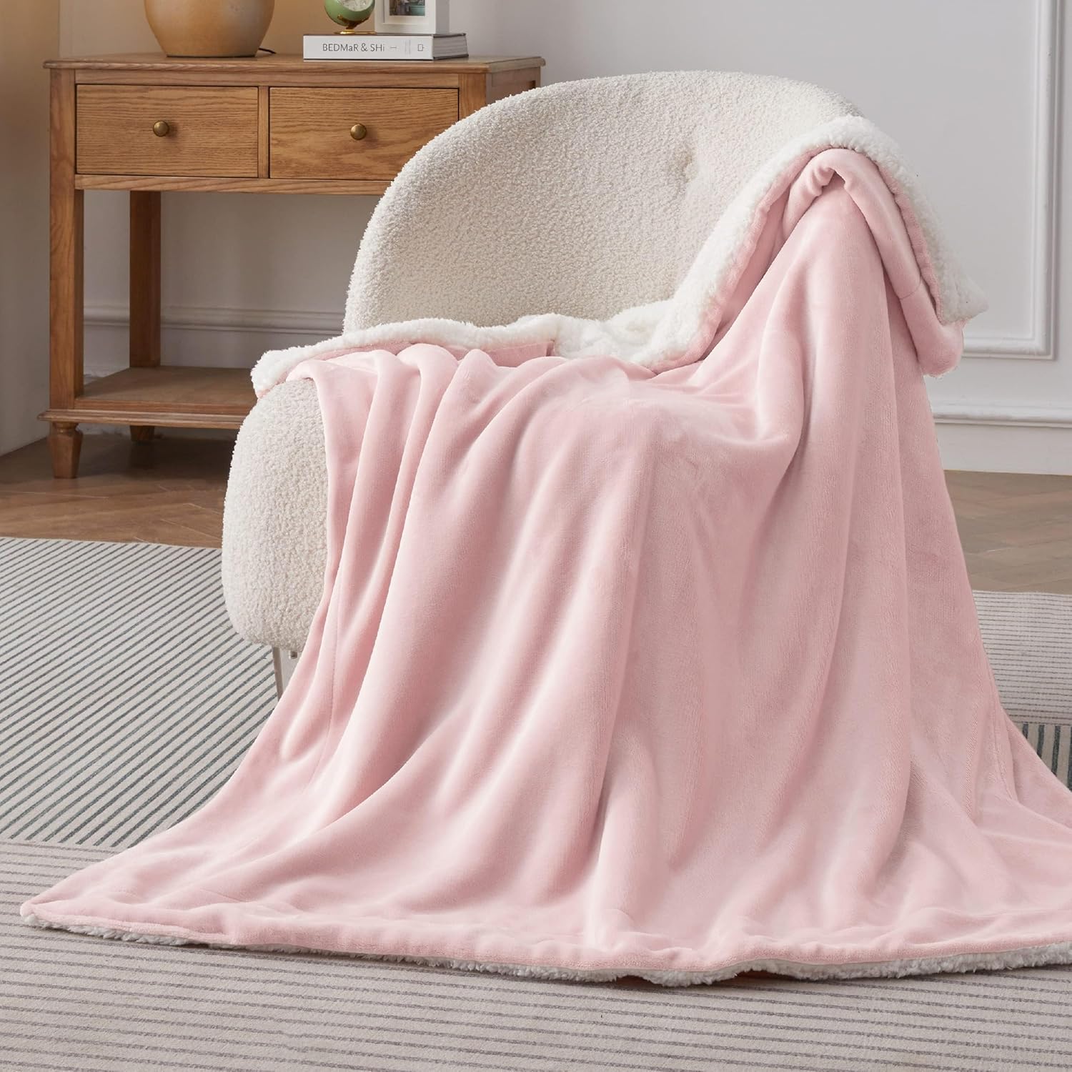 Thumbnail 2 de Bedsure Sherpa Fleece Throw Blanket (Pink, 150x200cm) – thick, warm and reversible