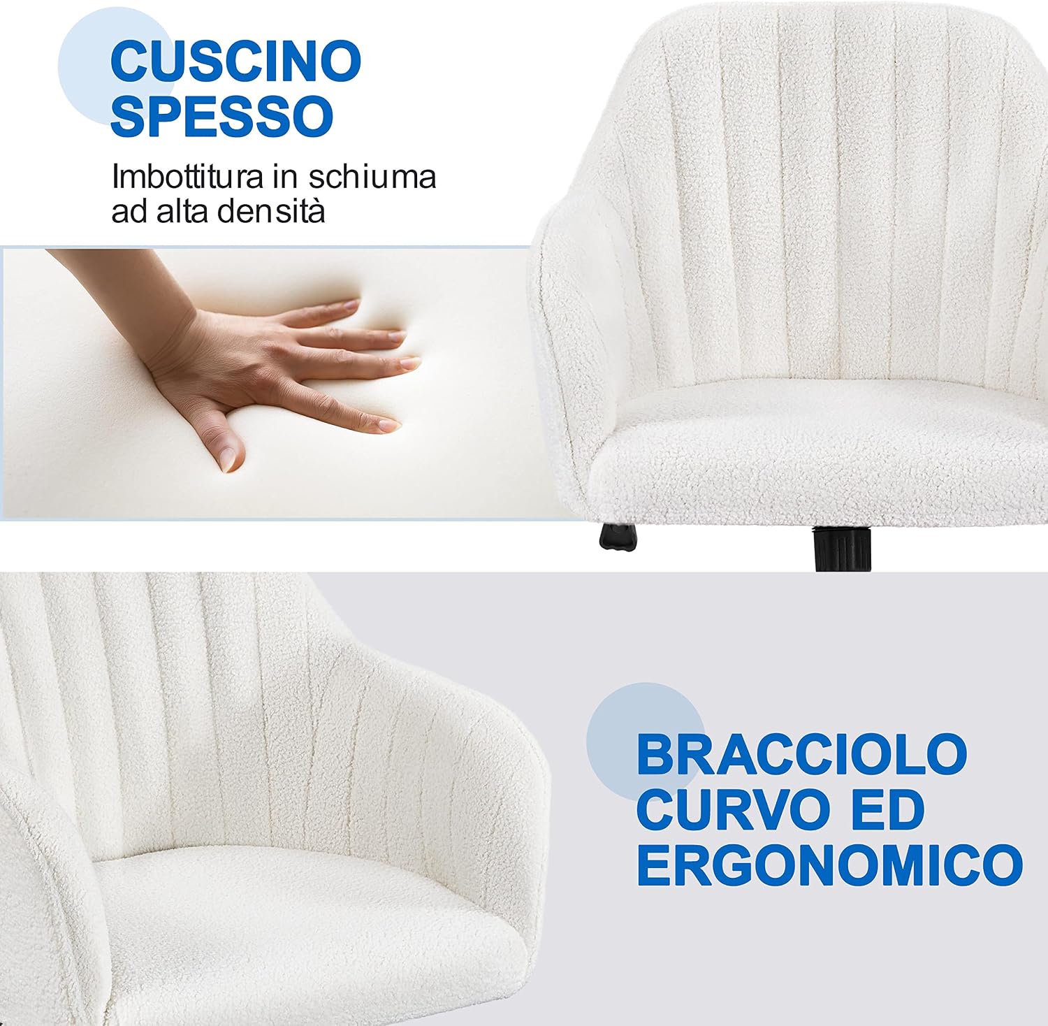 Thumbnail 5 de Yaheetech Sedia Scrivania Ergonomica in Velluto 136 kg