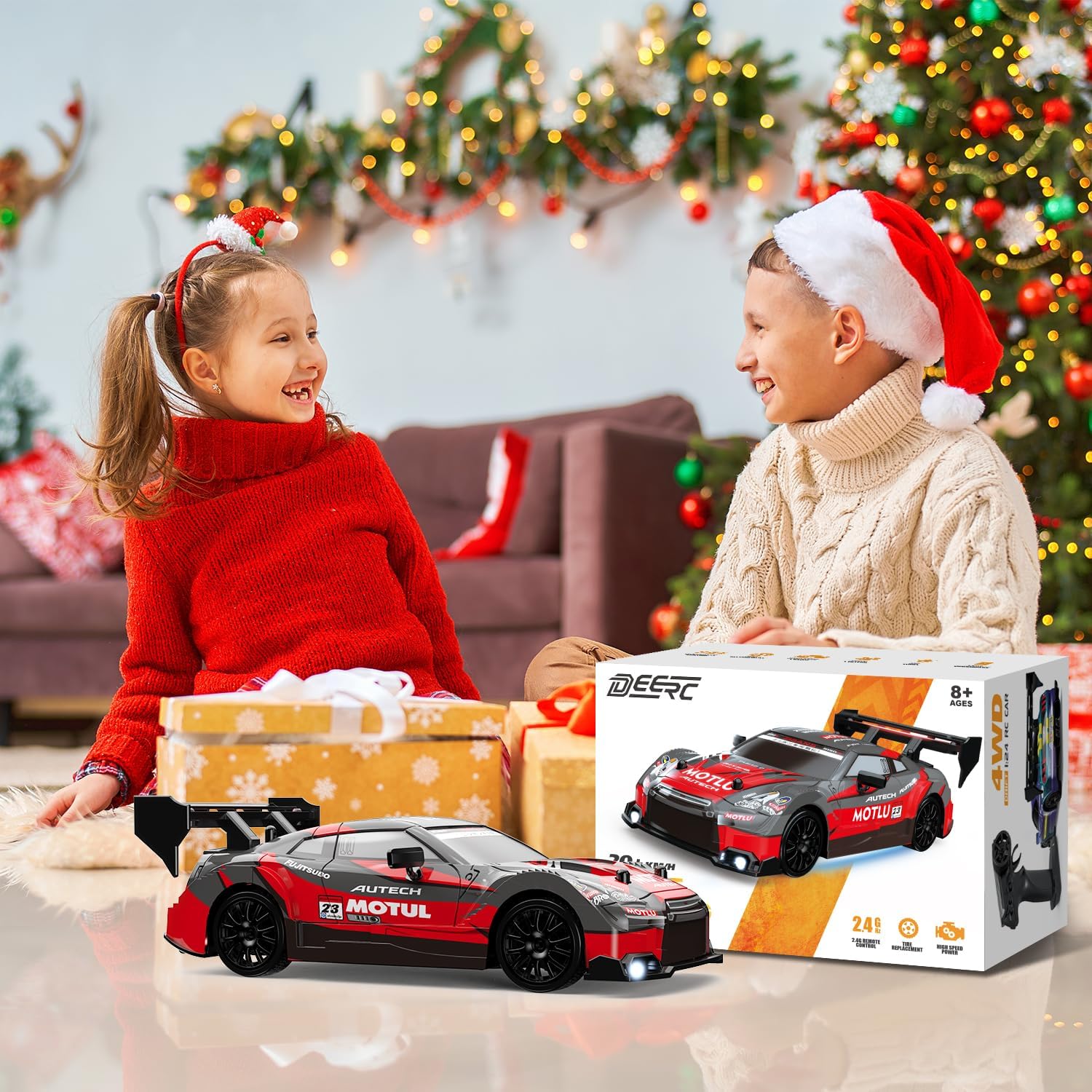 Thumbnail 5 de DEERC RC Drift Car: 4WD with Interchangeable Shells, Lights & Accessories