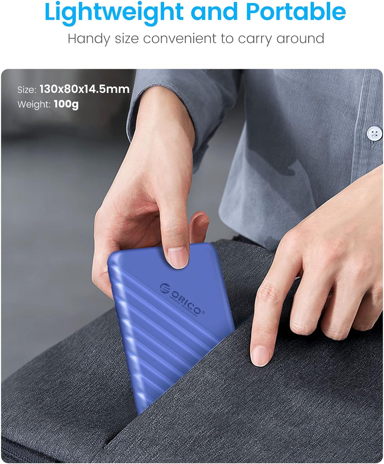 Thumbnail 5 de ORICO Boîtier disque dur 2,5" USB C 3.1 Gen 2 (Bleu, 25PW1-C) — SATA vers externe jusqu’à 6 Gbps, sans outils