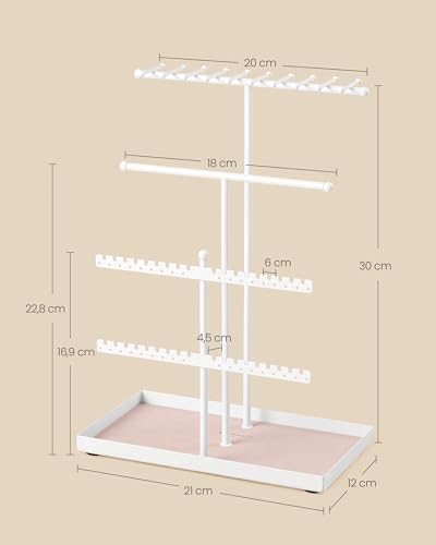 Detalle de SONGMICS Soporte para Joyas: Organizador de 3 Niveles de Acero