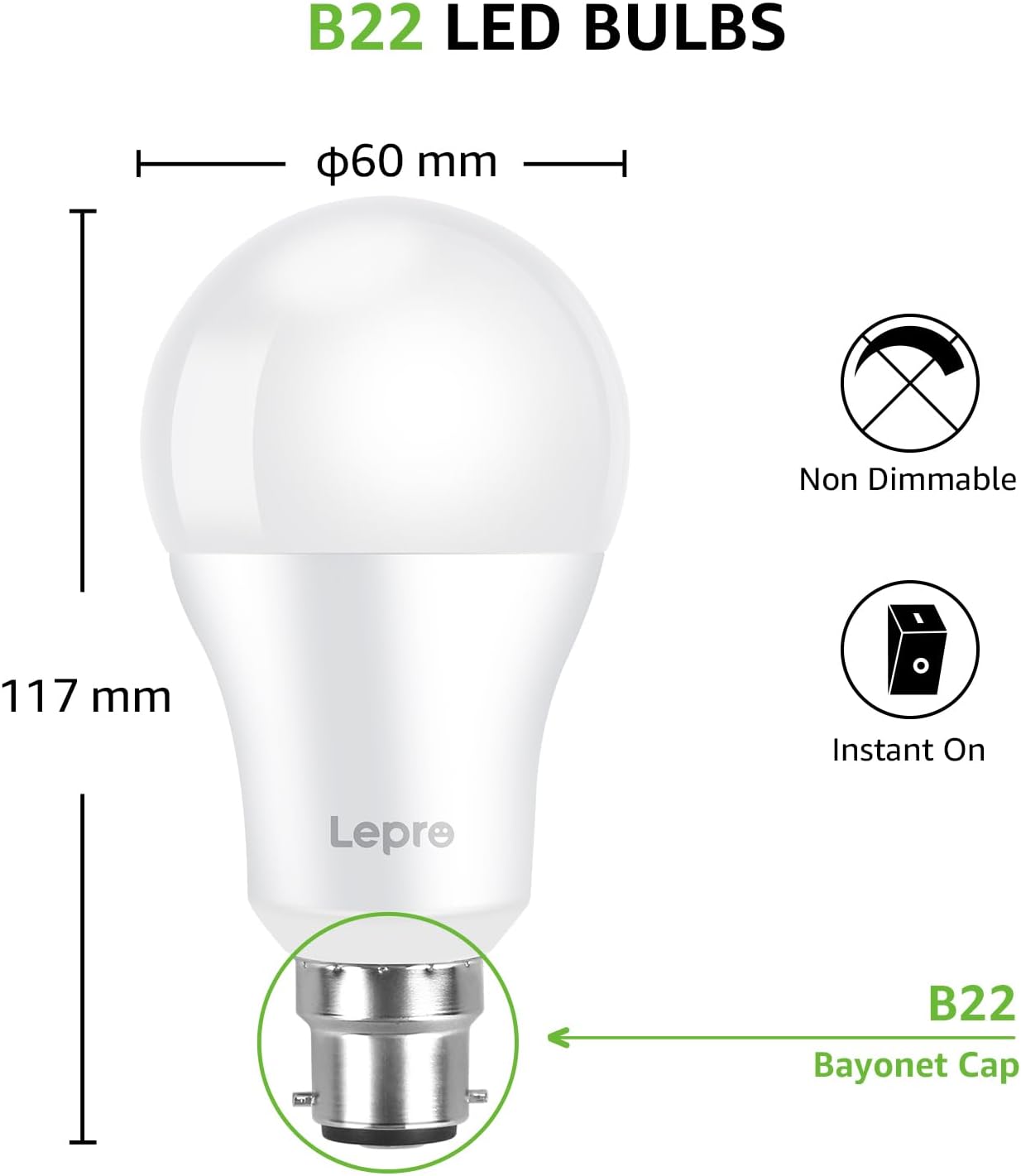 Thumbnail 5 de Lepro Bayonet LED Bulbs 100W Equivalent