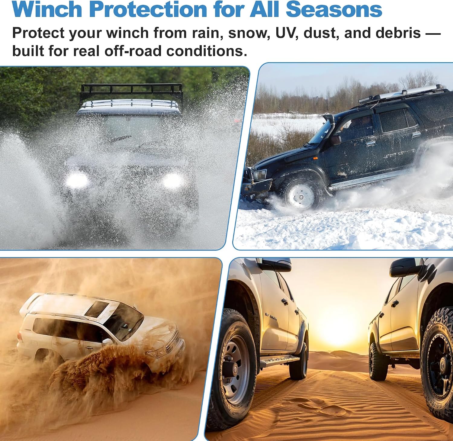 Detalle de MUAKIOY Heavy-Duty Waterproof Winch Cover (21.5” x 9.5” x 7.5”) for Electric Winches 8,500–17,500 lbs, Black