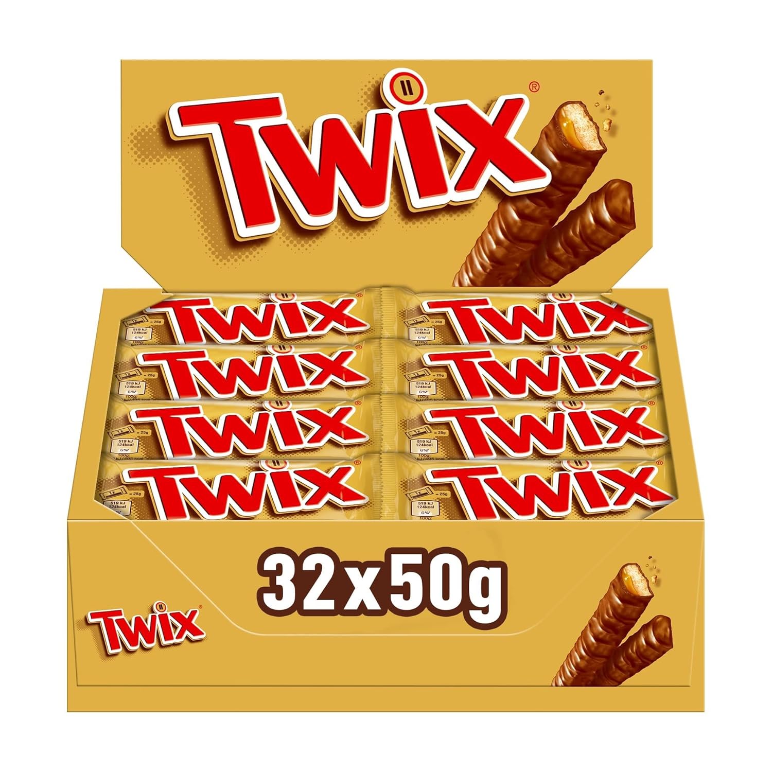 Detalle de Twix Milchschokoladenriegel mit Keks und Karamell – 32x50 g
