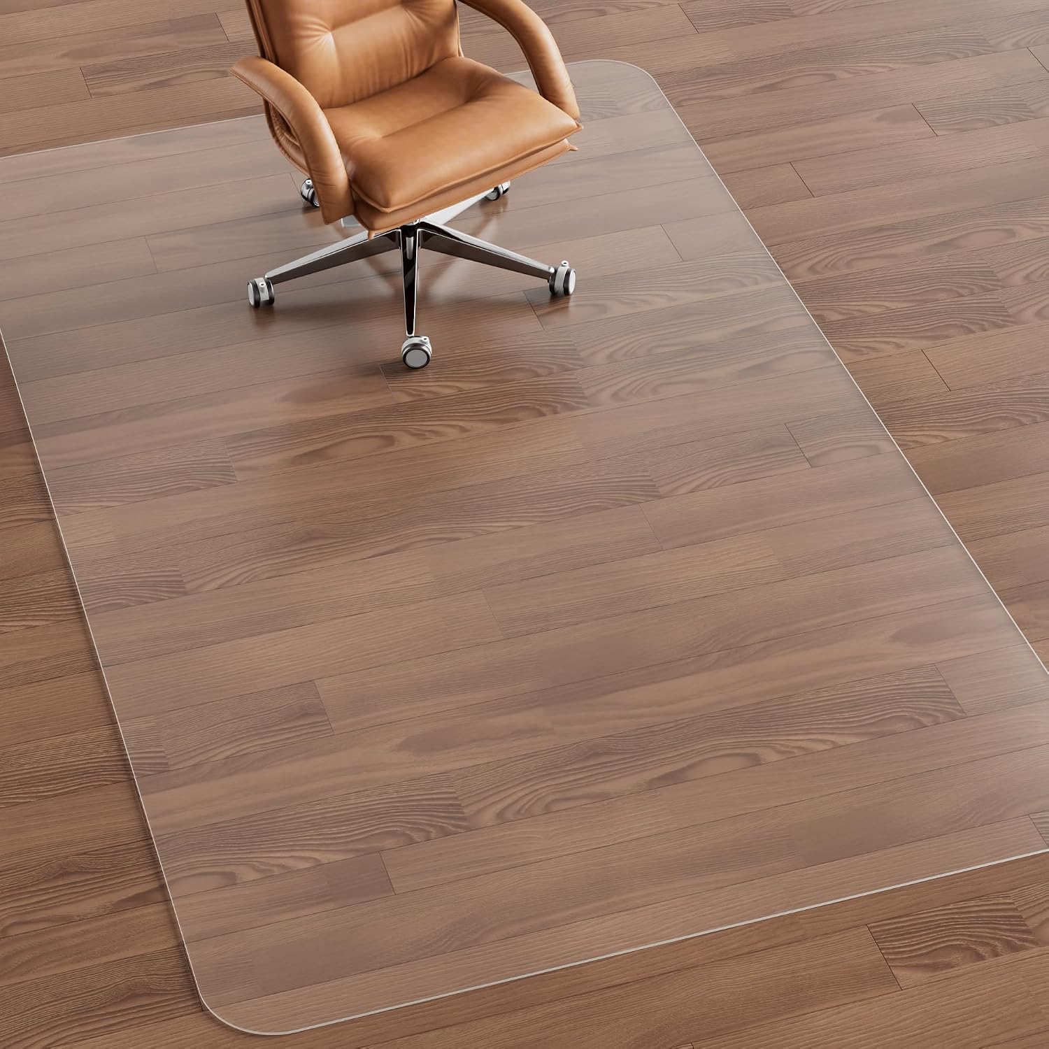 NATRKE Clear Office Chair Mat for Hard Floors, Large Transparent PVC Chair Floor Protector (120 x 150 cm)