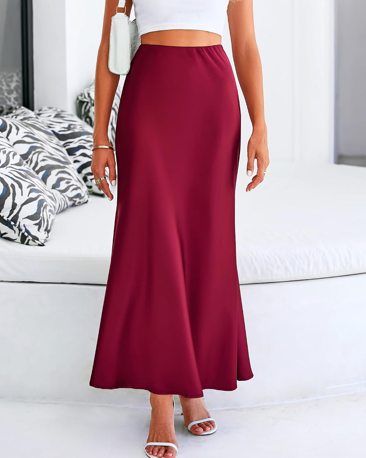 Thumbnail 3 de BTFBM BT474 Women's Satin Mermaid Maxi Skirt, High-Waisted