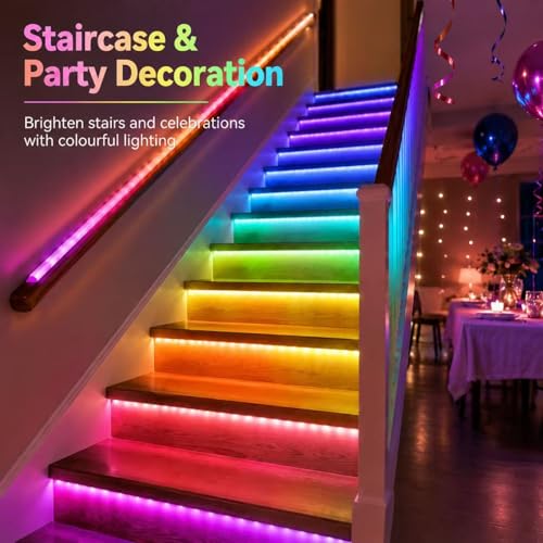 Thumbnail 4 de Shalaker LED Strip Lights for Bedroom (10M) – RGB Colour Changing with Bluetooth App, Remote, Music Sync and Timer