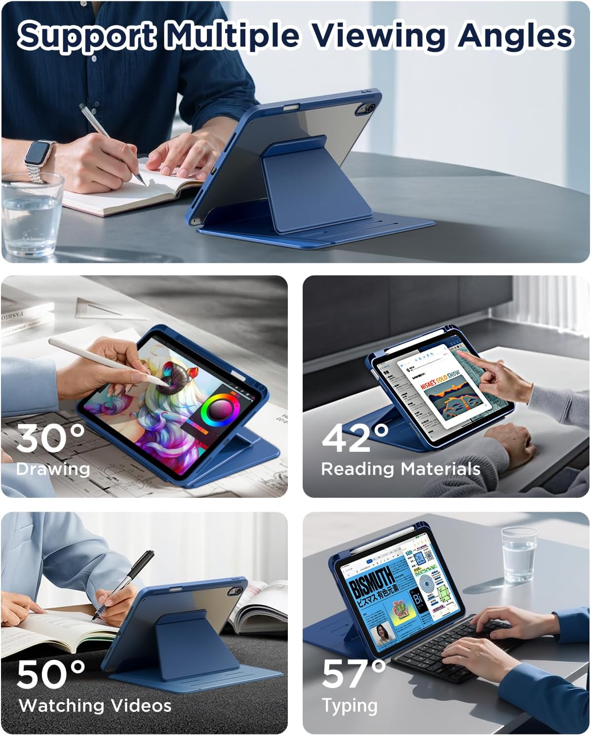 Thumbnail 1 de CACOE Case for iPad (A16) 11th/10th Gen with Pencil Holder — Sea Blue