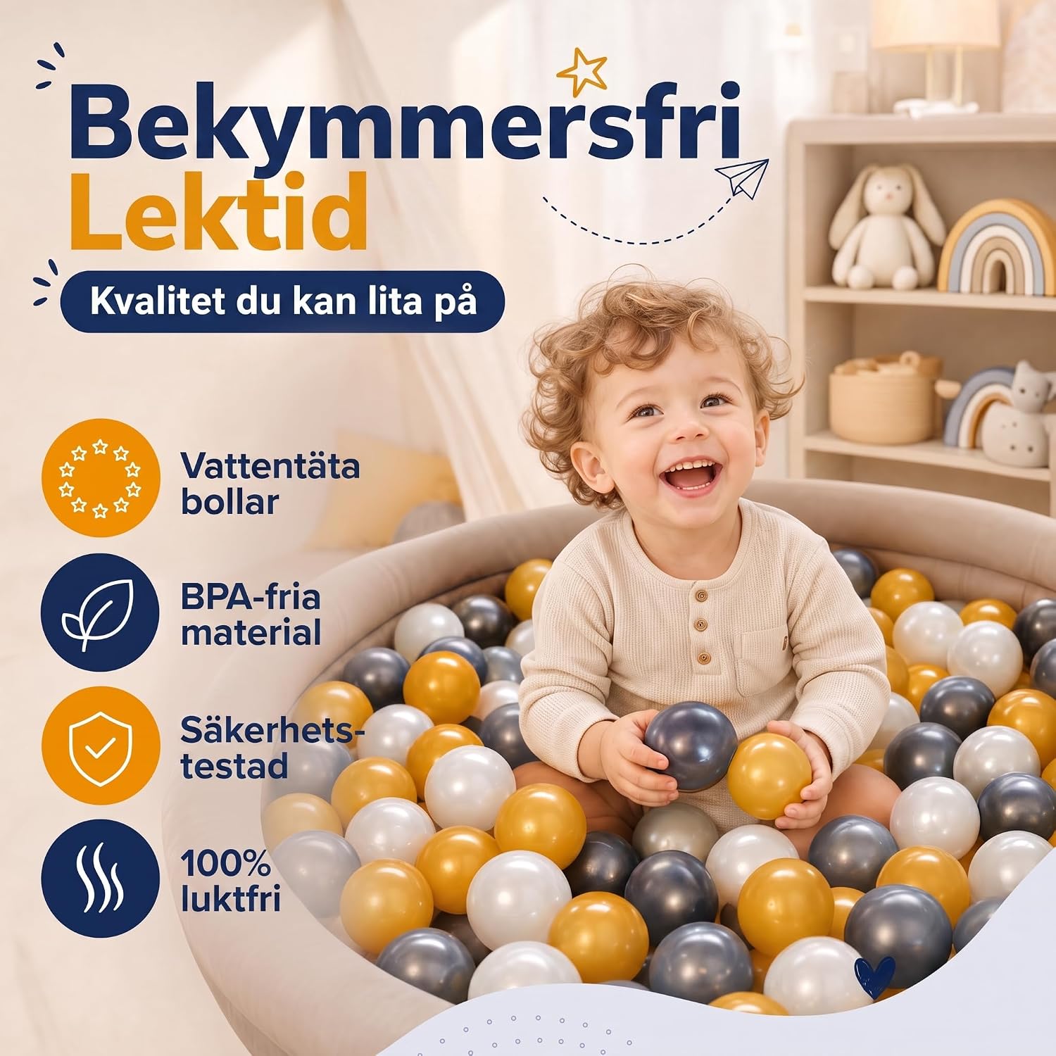 Detalle de all Kids United lekbollar i plast, Ø6 cm, för bollhav och vattenlek