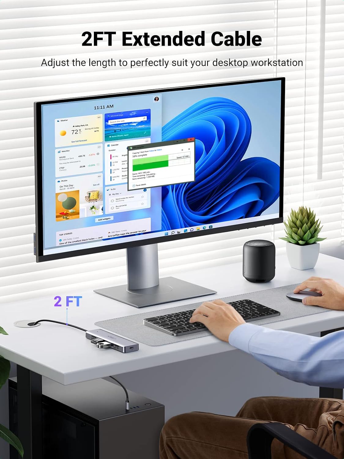 Detalle 2 de UGREEN USB C Hub 4‑Port 5Gbps 60cm