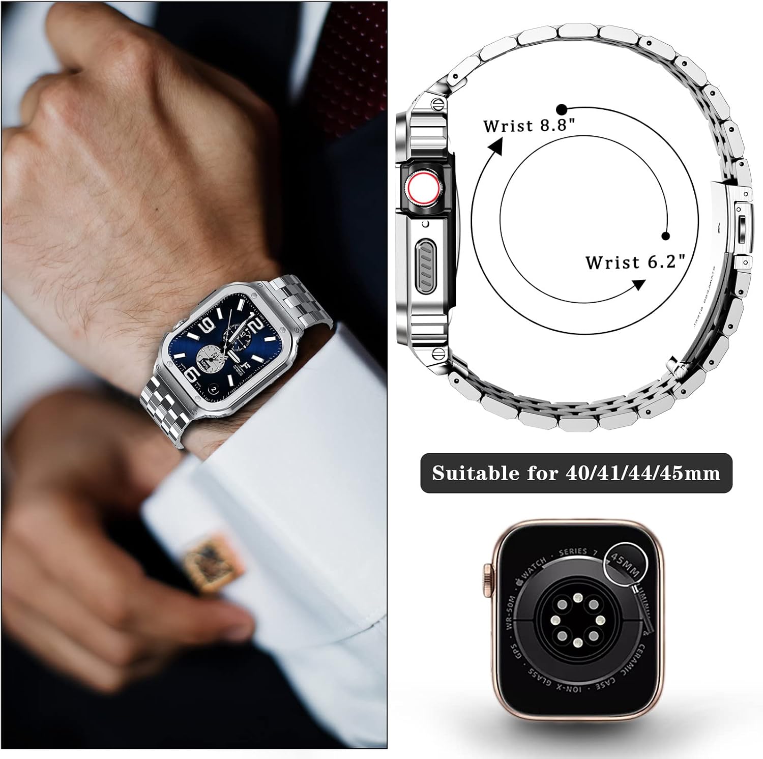 Detalle 2 de SUPLINK Stainless Steel Case with Strap for Apple Watch Ultra 3/2/1 & SE 3/2/1 & Series 11–1 (49–38mm)