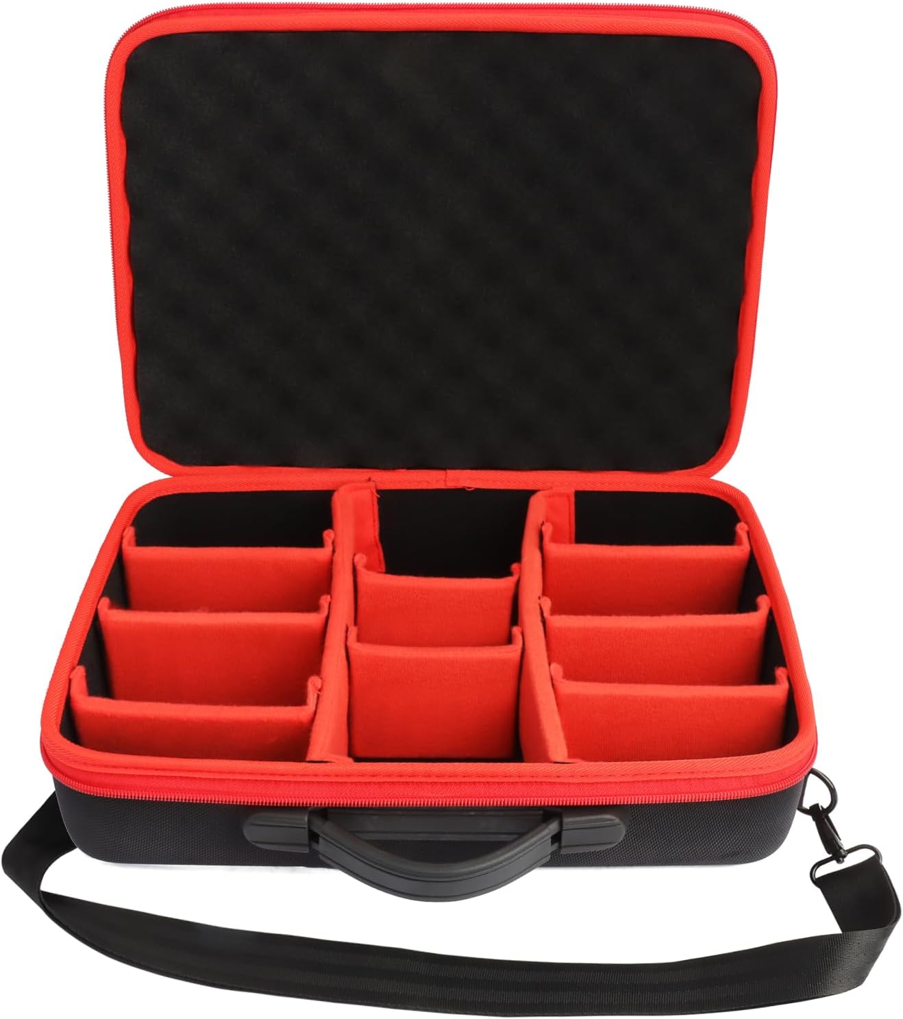 Detalle de Powarobor Battery Storage Case, Red Size L, with 10 Adjustable Dividers