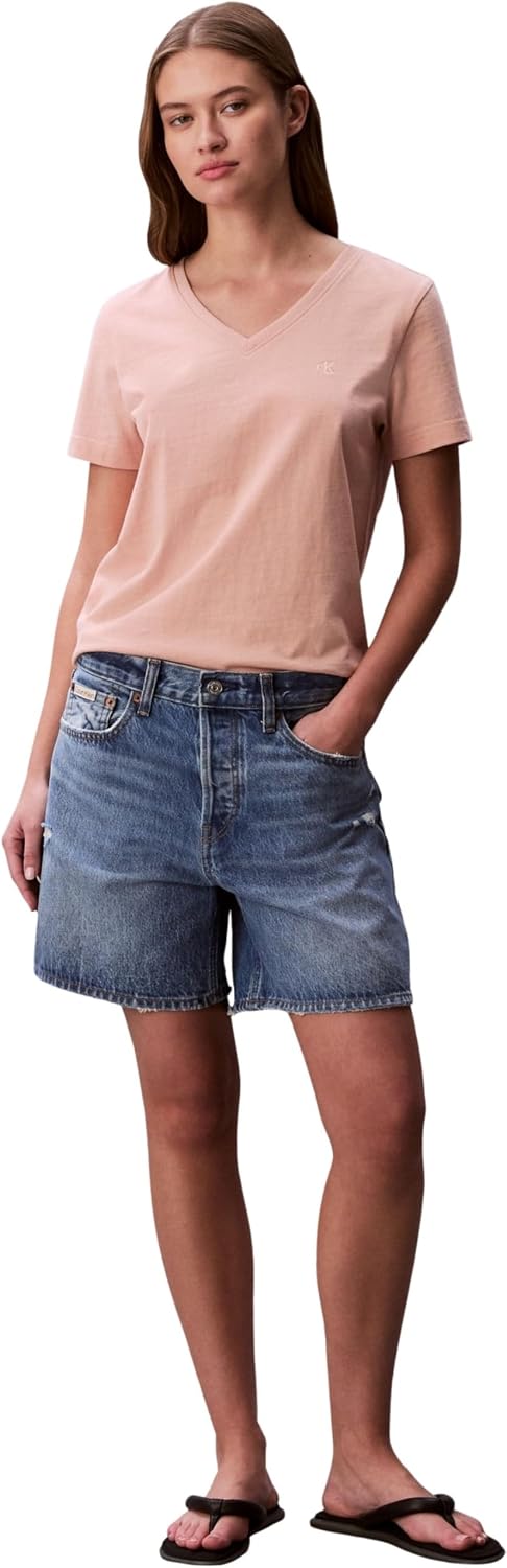 Detalle 2 de T-shirt manches courtes femme Calvin Klein Archive Jersey Tee à col en V