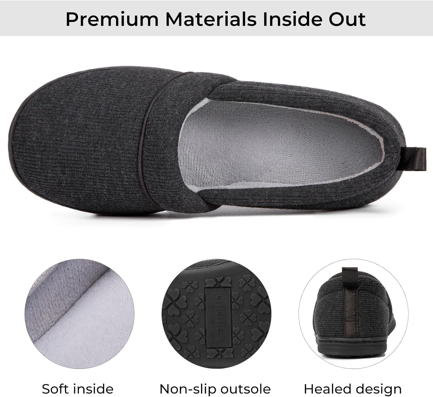Detalle 2 de EverFoams Women’s Memory Foam Comfort Knit House Shoes with Anti-Skid Rubber Sole