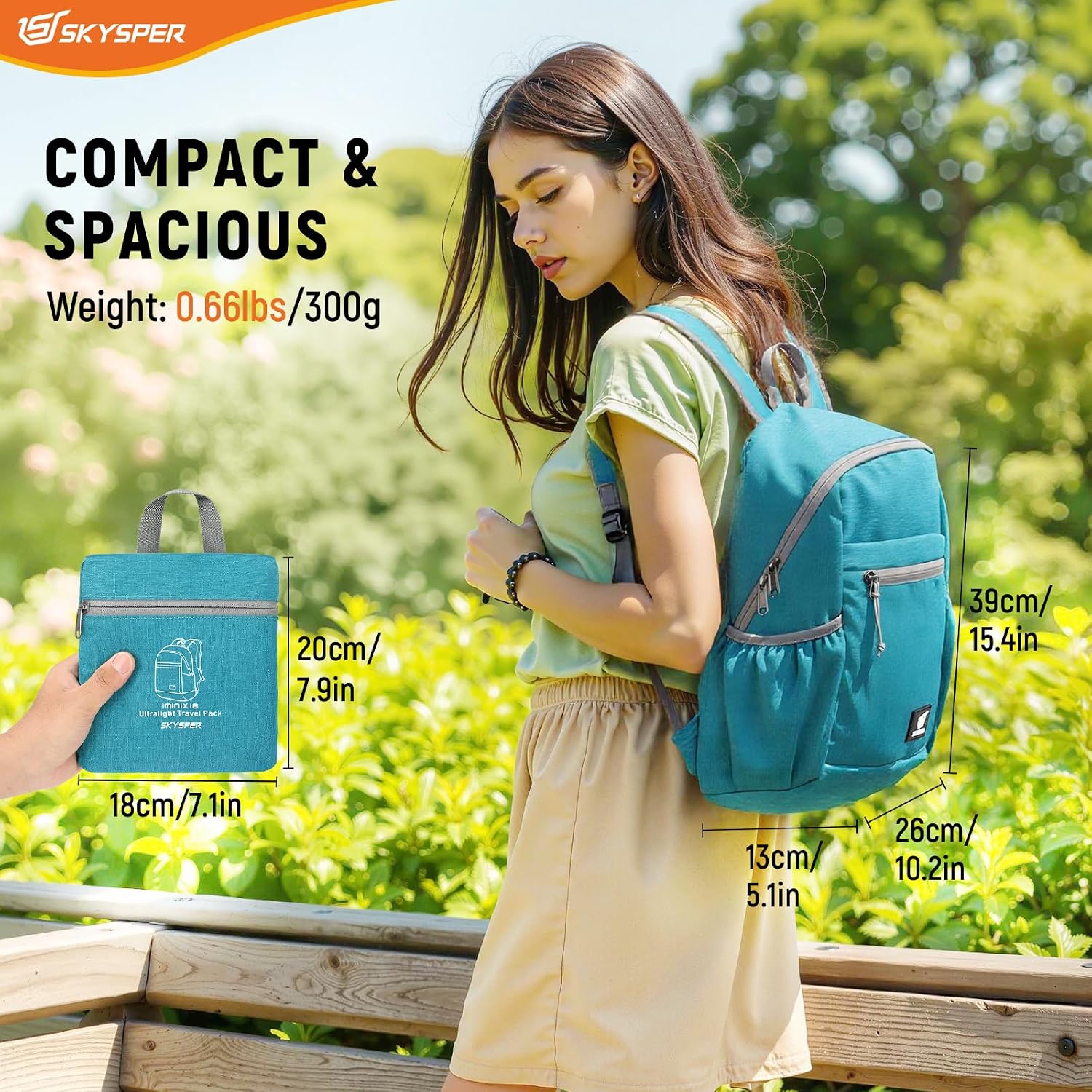 Thumbnail 5 de SKYSPER Small Anti-Theft Hiking Backpack 18L RFID Packable Daypack