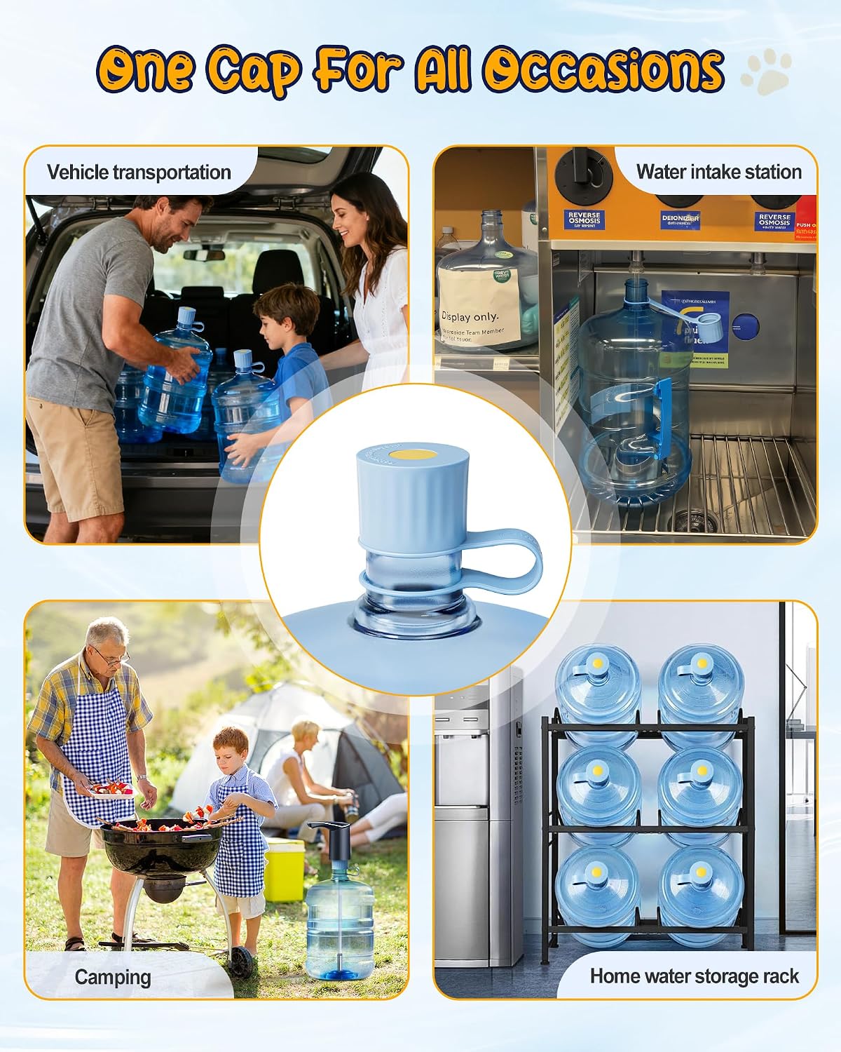 Thumbnail 6 de Redsack PB-01 Silicone Water Jug Caps, 3-Pack, Blue, Dishwasher-Safe