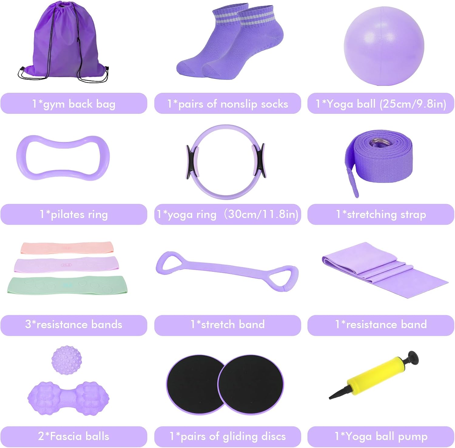 Detalle de LZDMY Pilates Equipment Ring Kit 15 PCS – Complete Home Fitness Set for Women