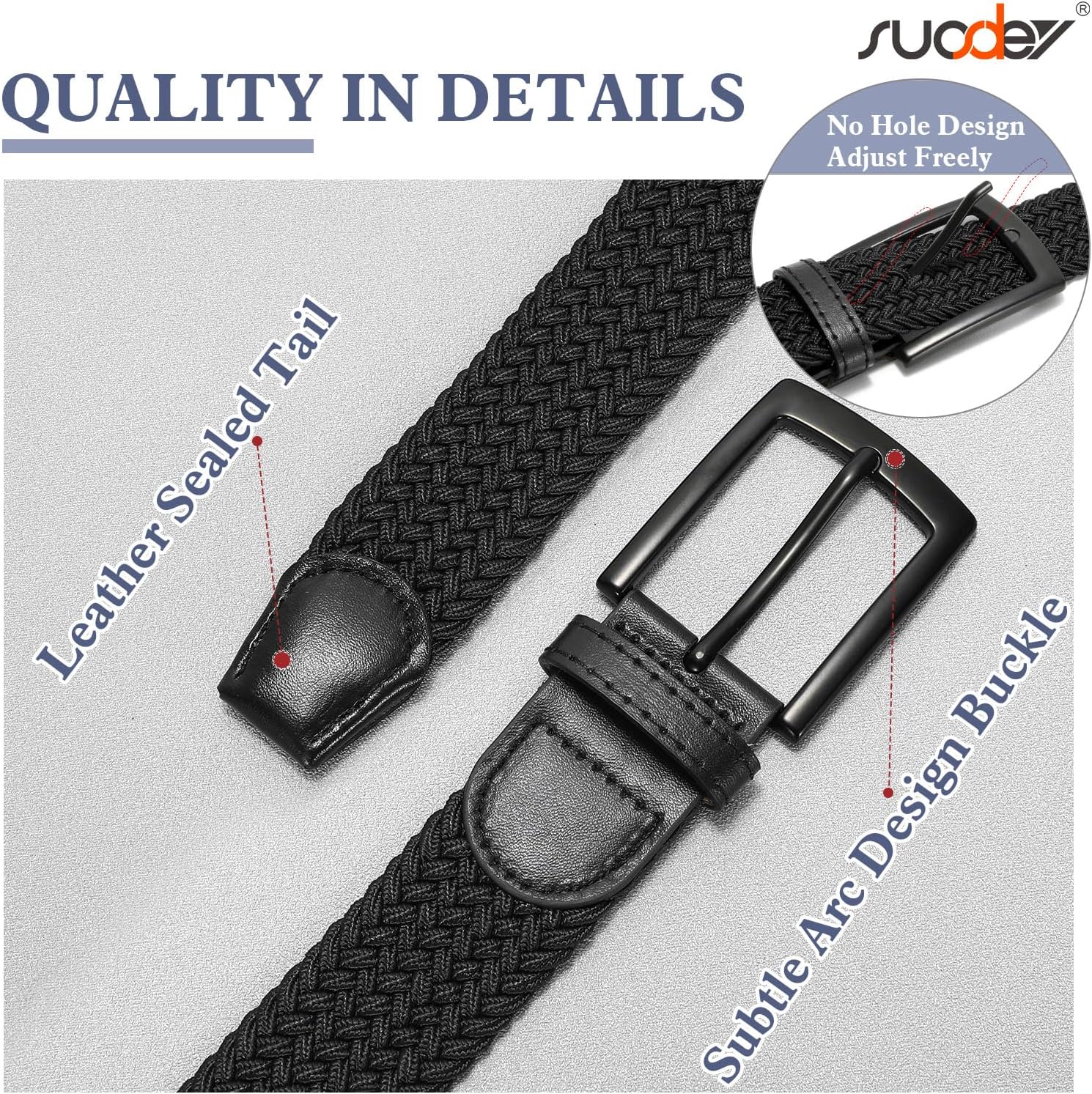 Detalle de SUOSDEY Men's Braided Belt 1.3-Inch