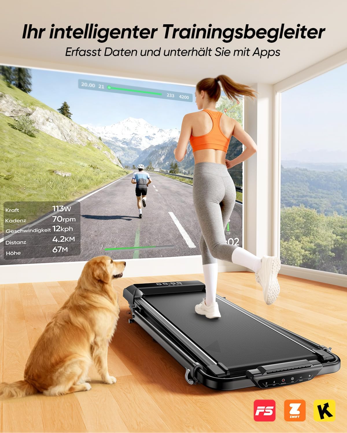Thumbnail 5 de Laufband für Zuhause mit Neigung – 5 IN 1 Walking Pad mit 12% Steigung, 2,5 PS, klappbar